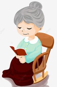 pngtree grandma sitting in a reclining chair reading png image 885677