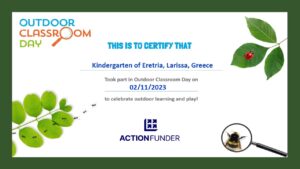 Outdoor Classroom Day certificate global actionfunder