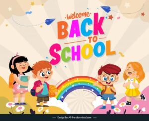 backdrop back to school template cute children rainbow 6932753