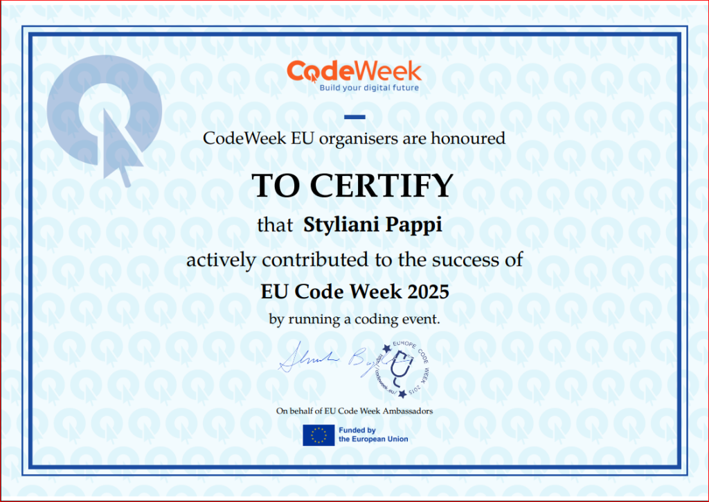 Code week 25 certificate