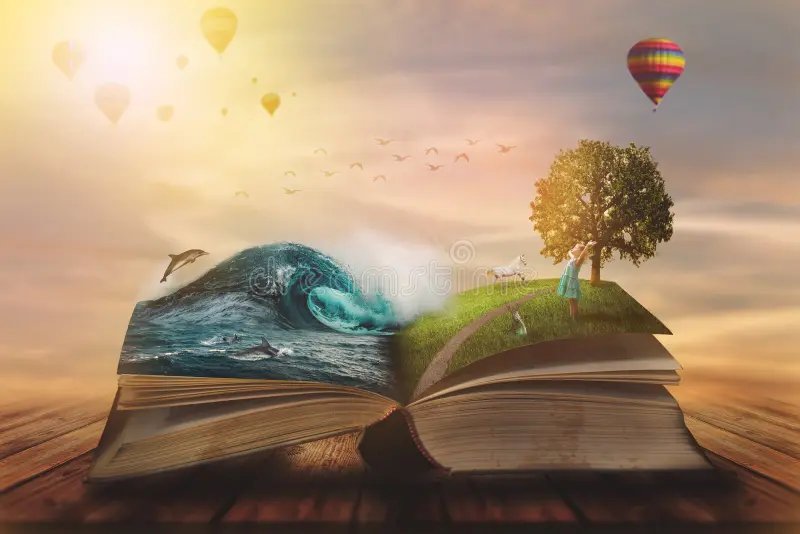έννοια ενός ανοιχτού μαγικού βιβλίου ανοιχτές σελίδες με ωκεανούς και 166401875
