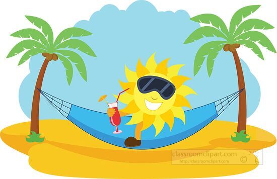 sun character refreshing with cold drink on hammock 48019