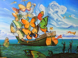 Πίνακας Ζωγραφικής Καράβι με Πεταλούδες Dali