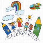 Kindergarten doodle pictures Hand drawn vector images