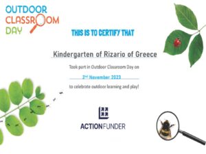 Certificate of outdoor days 2 Novemner 2023