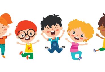 happy multi ethnic kids playing together vector