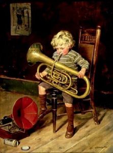 Charles Spencelayh 1865 – 1958 Englisha young musician