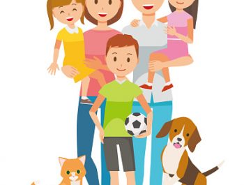 Family Illustration – 5 people and pets