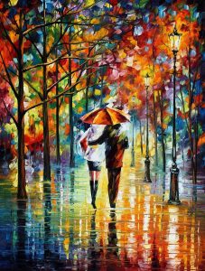 UNDER THE RED UMBRELLA Original Oil Painting on Canvas by Leonid Afremov