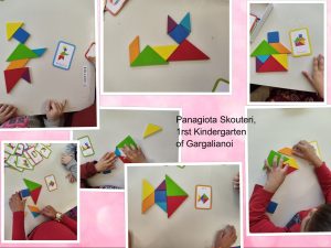 Using the tangram they make various shapes