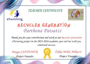 Parthena Patsatzi Re Gen teacher certificate