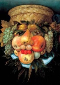 Giuseppe Arcimboldo Fruit Basket 16th Century. Image via Wikimedia Commons