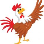 95432337 cute rooster cartoon waving