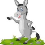 cute donkey cartoon waving hand on the grass free vector