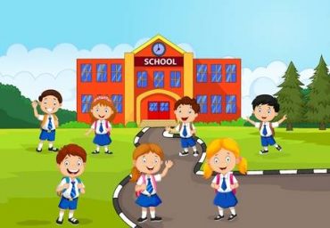 45092989 stock vector happy school children in front of the school
