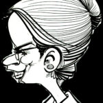 Cartoon Profile Black and White Girl With Glasses