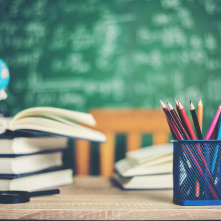 book with green board background