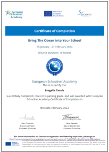 Certificate Bring the Ocean into school