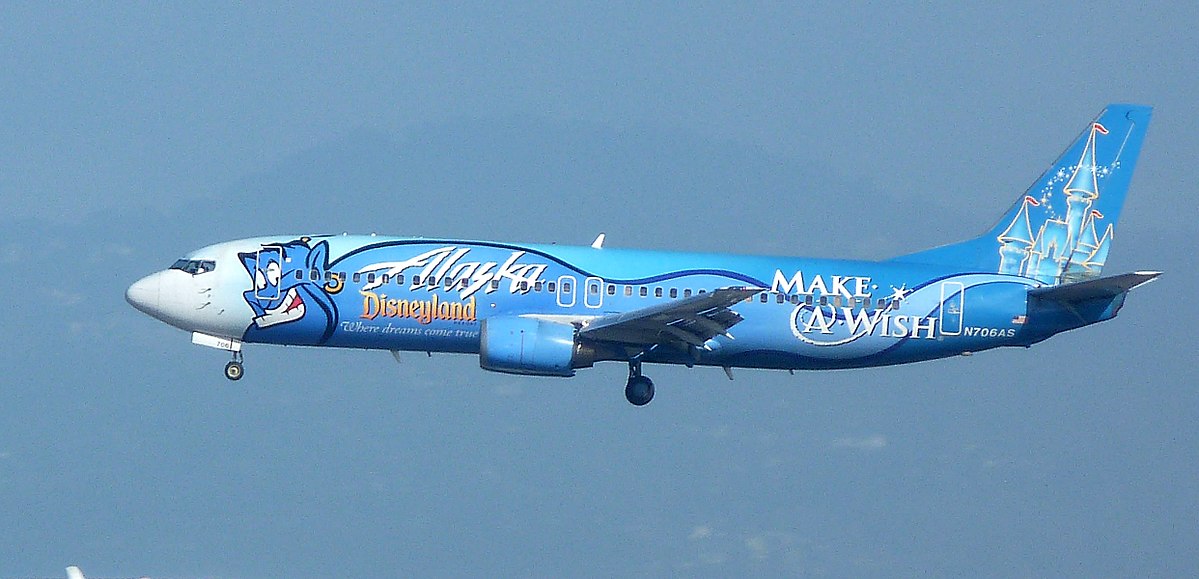 1199px Alaska Airlines Make a Wish livery Boeing 737 490 N706AS