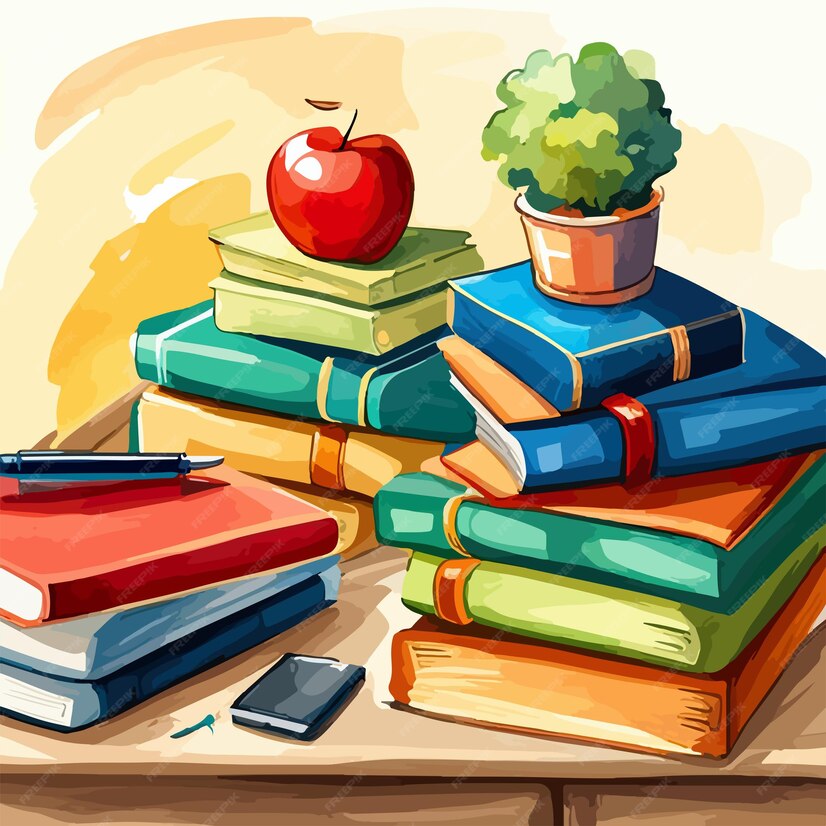 back school school books desk vector watercolor vector illustration 78492 34254 1