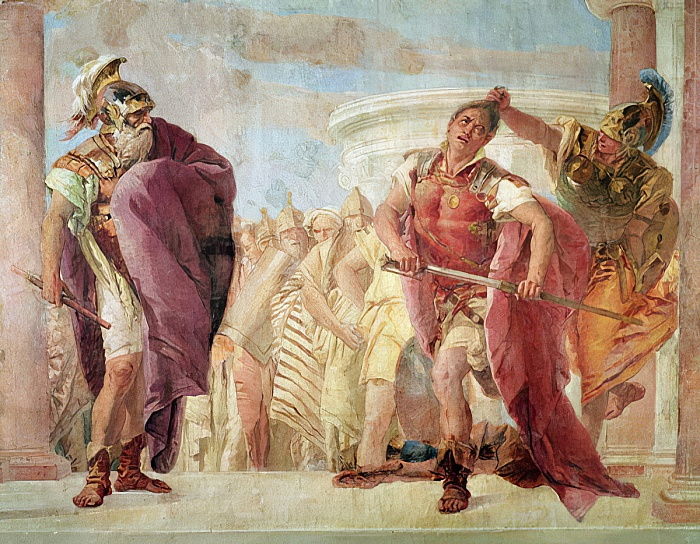 Giovanni Battista Tiepolo Minerva Preventing Achilles from Killing Agamemnon from The Iliad by Homer 1757 MeisterDrucke 108921